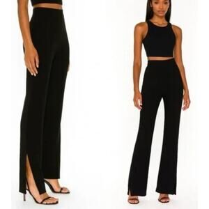 House of Harlow Trouser Dress Pants with Leg Slits, Black Size 6